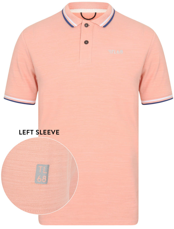 Hitch Cotton Polo Shirt with Racer Stripe Detail in Coral Cloud - Tokyo Laundry Active