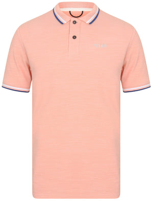 Hitch Cotton Polo Shirt with Racer Stripe Detail in Coral Cloud - Tokyo Laundry Active