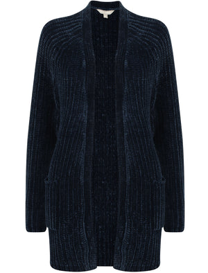Adley Chenille Open Cardigan With Pockets In Navy - Tokyo Laundry