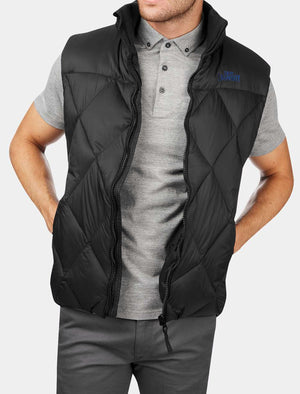 Airdrie Puffer Diamond Quilted Gilet in Black - Tokyo Laundry