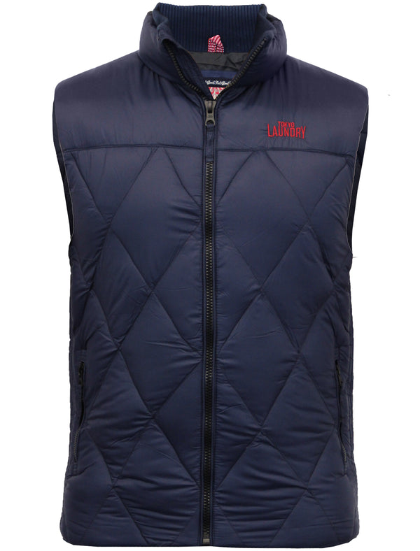 Airdrie Puffer Quilted Gilet in Midnight Blue - Tokyo Laundry