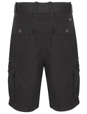 Alan Cotton Cargo Shorts with Belt In Black - Tokyo Laundry