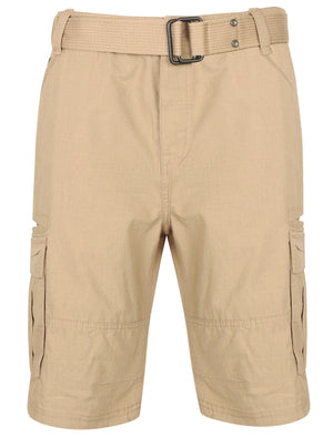 Alan Cotton Cargo Shorts with Belt In Stone - Tokyo Laundry