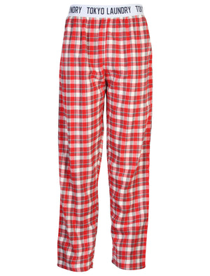 Men's brushed flannel checked red lounge bottoms - Tokyo Laundry