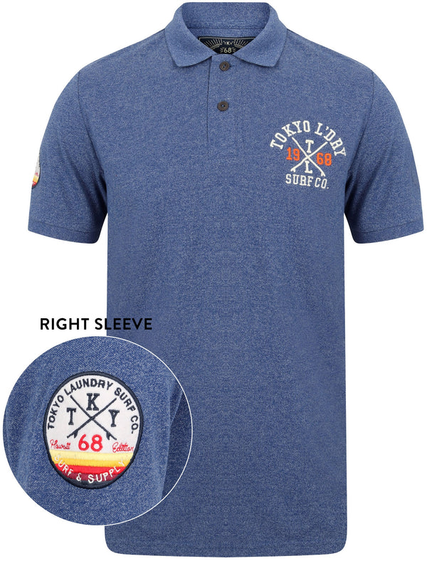 Albany Cove Applique Cotton Grindle Polo Shirt in Sodalite Blue - Tokyo Laundry