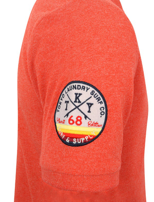 Albany Cove Applique Cotton Grindle Polo Shirt in Washed Red - Tokyo Laundry