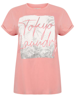 Milante Cotton T-Shirt with Turn-Up Sleeves In Brandied Apricot - Tokyo Laundry