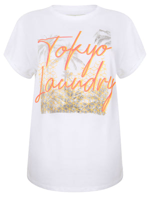 Milante Cotton T-Shirt with Turn-Up Sleeves In Optic White - Tokyo Laundry