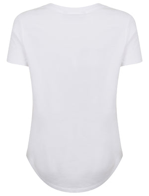 Womens Floral Motif Cotton Crew Neck T-Shirt In Bright White - Tokyo Laundry