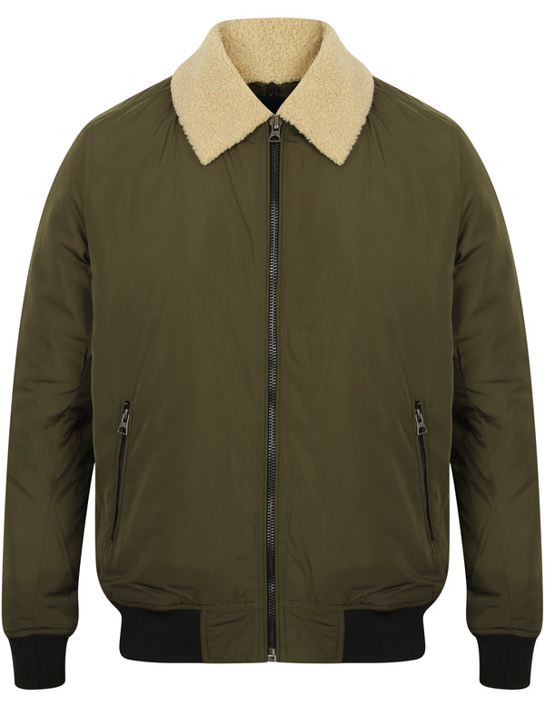 Allingham Bomber Jacket with Detachable Borg Collar in Amazon Khaki - Tokyo Laundry