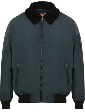 Allingham Bomber Jacket with Detachable Borg Collar in Petrol - Tokyo Laundry