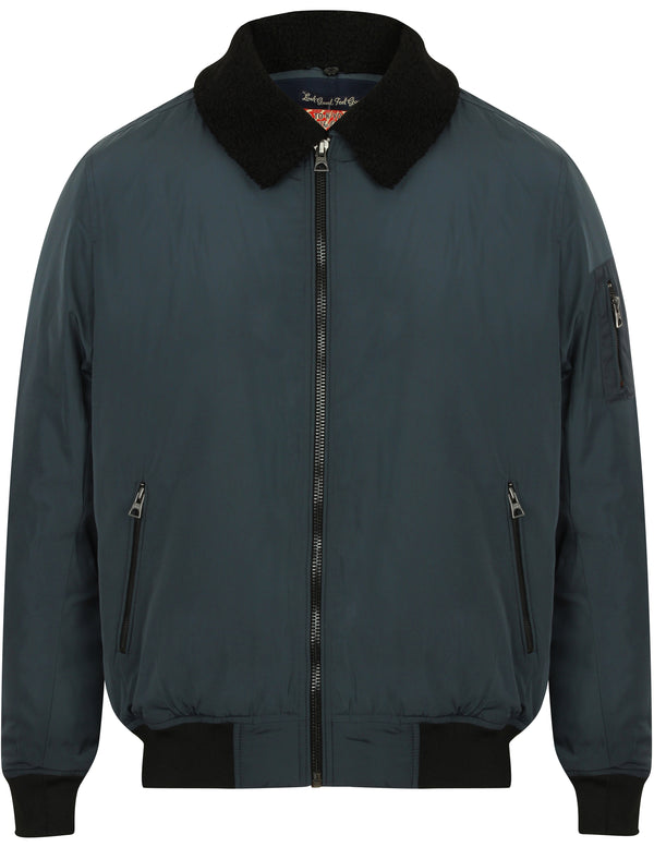 Allingham Bomber Jacket with Detachable Borg Collar in Petrol - Tokyo Laundry