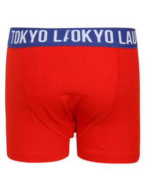 Boys Alton (2 Pack) Boxer Shorts Set In Light Grey Marl / Tokyo Red - Tokyo Laundry Kids
