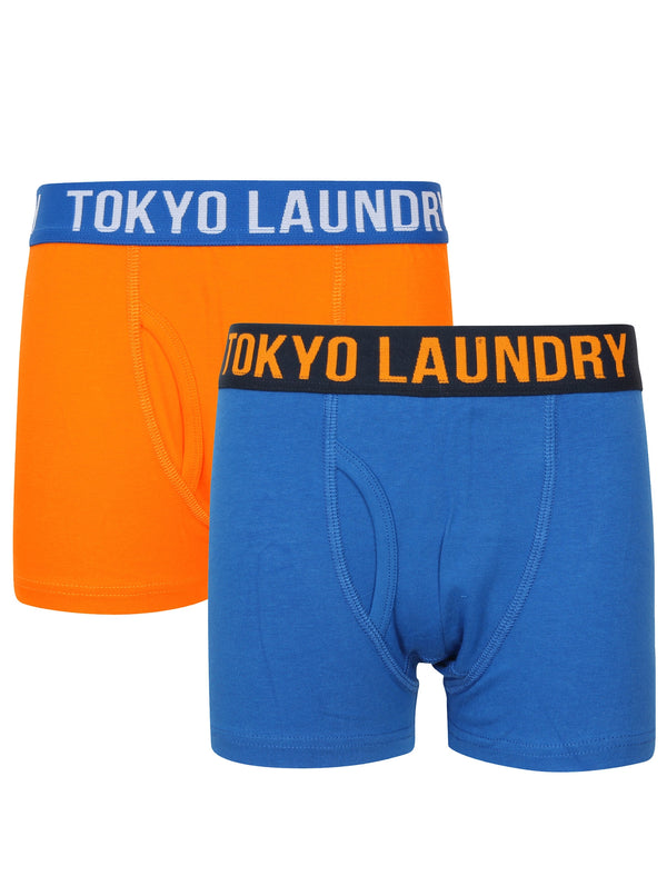 Boys Alton (2 Pack) Boxer Shorts Set In Vibrant Orange / Ocean - Tokyo Laundry Kids