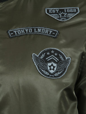 Amalfi Bomber Jacket with Flight Patches in Amazon Khaki - Tokyo Laundry