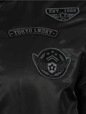 Amalfi Bomber Jacket with Flight Patches in Black - Tokyo Laundry