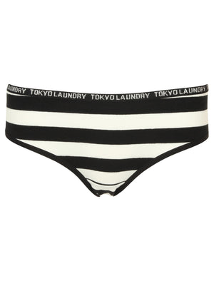 Amber Striped Cami Underwear Set In Black / Ivory - Tokyo Laundry