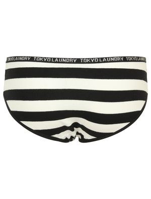Amber Striped Cami Underwear Set In Black / Ivory - Tokyo Laundry
