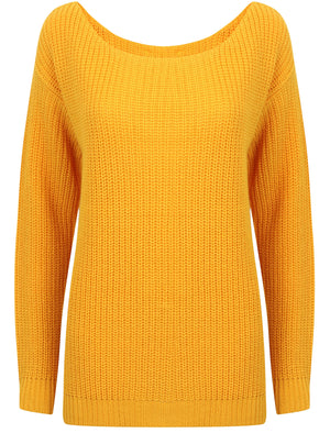 Amelia Off The Shoulder Knitted Jumper in Mustard - Tokyo Laundry