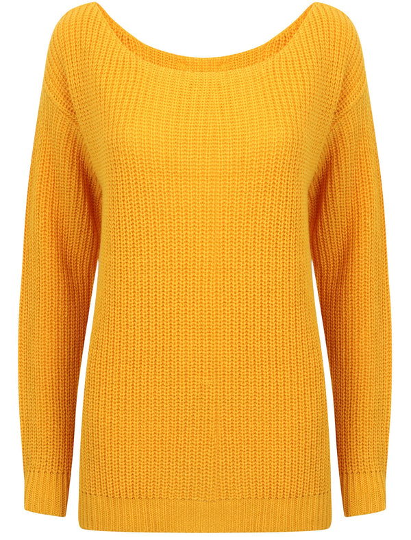 Amelia Off The Shoulder Knitted Jumper in Mustard - Tokyo Laundry