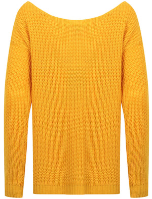 Amelia Off The Shoulder Knitted Jumper in Mustard - Tokyo Laundry