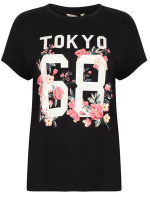 Womens Oversized Cotton Crew Neck T-Shirt In Black - Tokyo Laundry