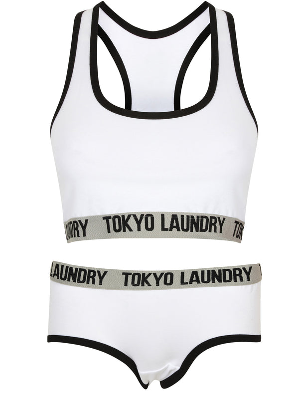Amelia Sports Bra And Briefs Set In Optic White - Tokyo Laundry