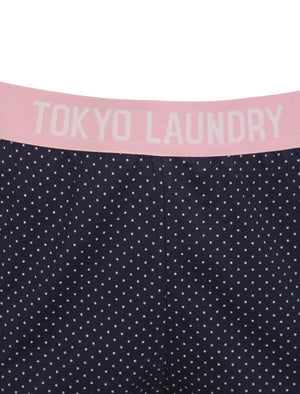 Amelie Polkadot Print Cotton Lounge Pants in Navy - Tokyo Laundry