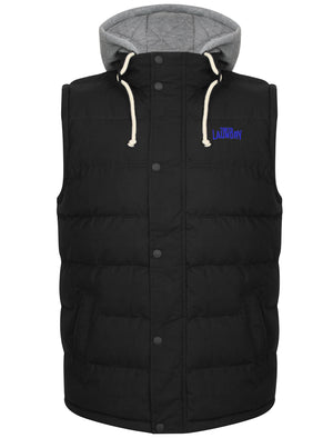 Annerley2 Fleece Lined Quilted Gilet with Detachable Hood in Black - Tokyo Laundry