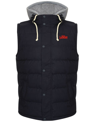 Annerley2 Fleece Lined Quilted Gilet with Detachable Hood in True Navy - Tokyo Laundry