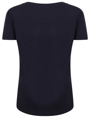 Anthea Knot Tie Crew Neck T-Shirt In Eclipse Blue - Tokyo Laundry
