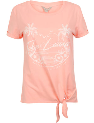 Anthea Knot Tie Crew Neck T-Shirt In Impatiens Pink - Tokyo Laundry