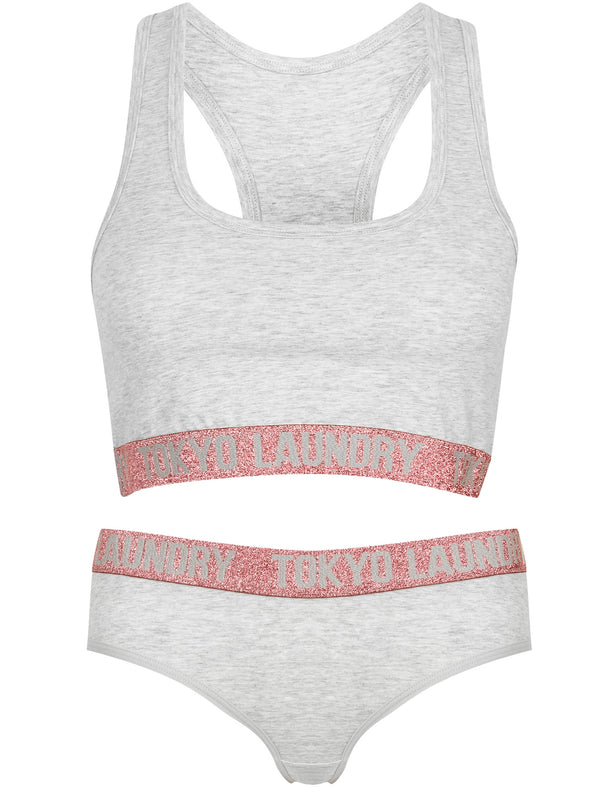 Aria Sports Bra And Briefs Set In Light Grey Marl - Tokyo Laundry