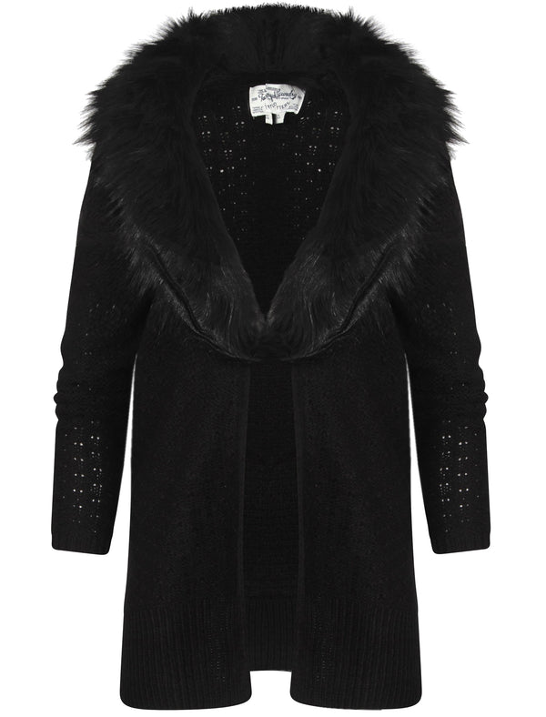 Arkwright Detachable Fur Collar Cardigan in Black - Tokyo Laundry