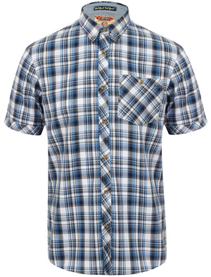 Ashmore Checked Short Sleeve Shirt in Federal Blue - Tokyo Laundry