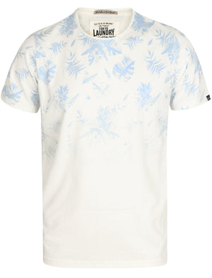 Ashville Leaf Print Crew Neck Cotton T-Shirt In Angel Falls - Tokyo Laundry