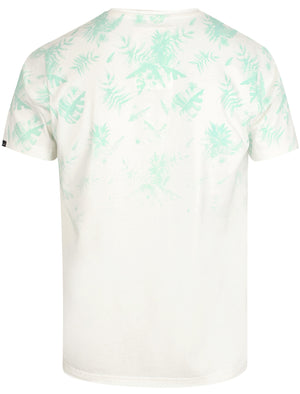 Ashville Leaf Print Crew Neck Cotton T-Shirt In Dark Mint - Tokyo Laundry