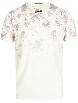 Ashville Leaf Print Crew Neck Cotton T-Shirt In Elephant - Tokyo Laundry