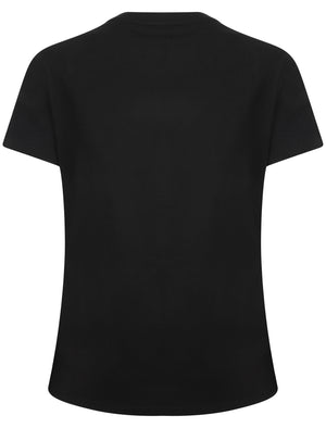 Aurora Motif Cotton Crew Neck T-Shirt In Jet Black - Tokyo Laundry