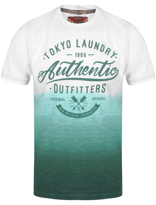 Authentic Motif Dip Dye Cotton Slub T-Shirt In Mediterranea - Tokyo Laundry