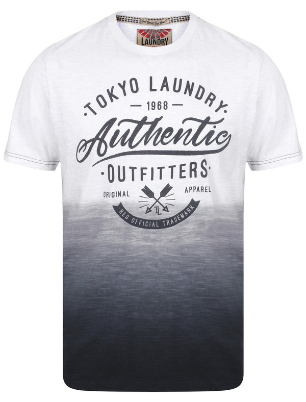 Authentic Motif Dip Dye Cotton Slub T-Shirt In Dark Navy - Tokyo Laundry