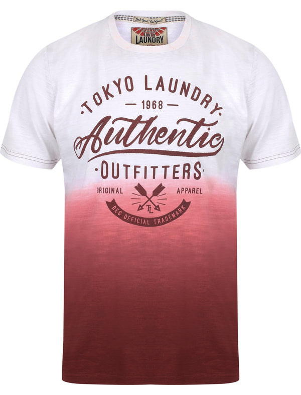 Authentic Motif Dip Dye Cotton Slub T-Shirt In Oxblood - Tokyo Laundry