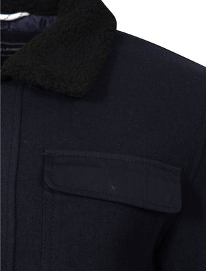 Babayan Wool Rich Borg Collar Jacket in Navy - Tokyo Laundry