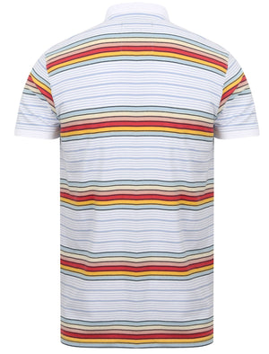 Bakersfield Striped Cotton Jersey Polo Shirt in Bright White - Tokyo Laundry