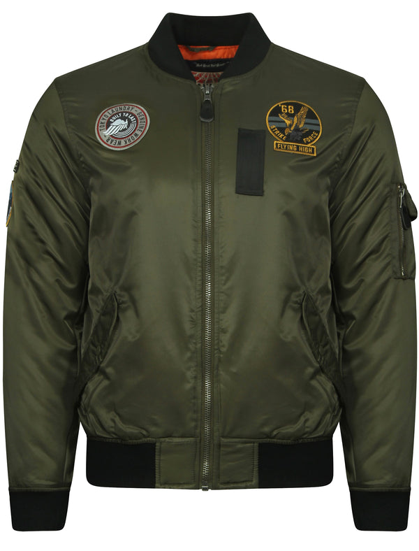 Basnett Bomber Jacket with Patches In Amazon Khaki - Tokyo Laundry