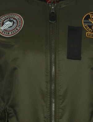 Basnett Bomber Jacket with Patches In Amazon Khaki - Tokyo Laundry