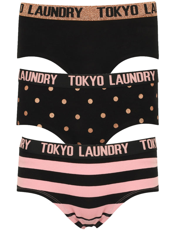 Becki (3 Pack) Assorted Hipster Briefs In Black / Blush / Black - Tokyo Laundry