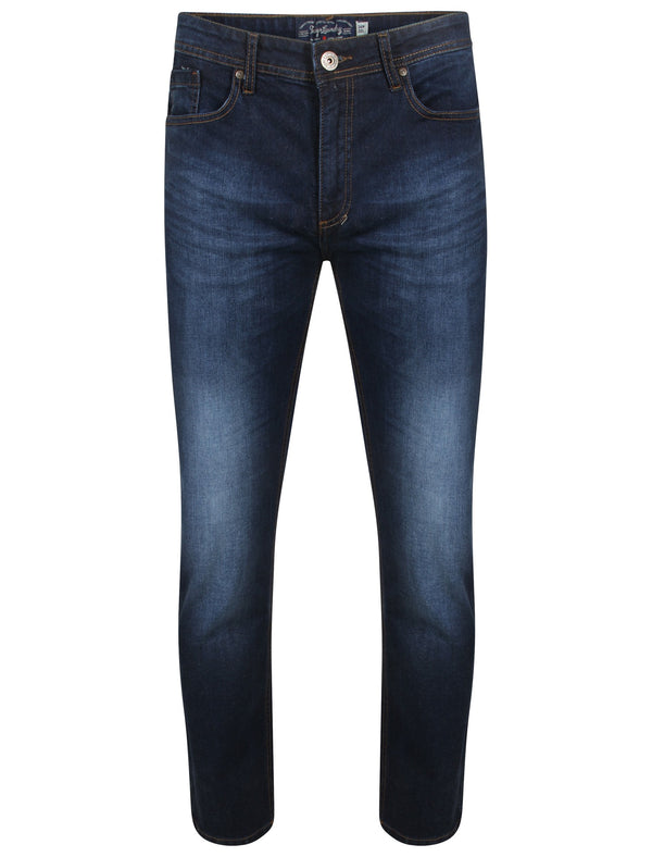 Beckley Slim Fit Denim Jeans in Dark Indigo Stone Wash - Tokyo Laundry