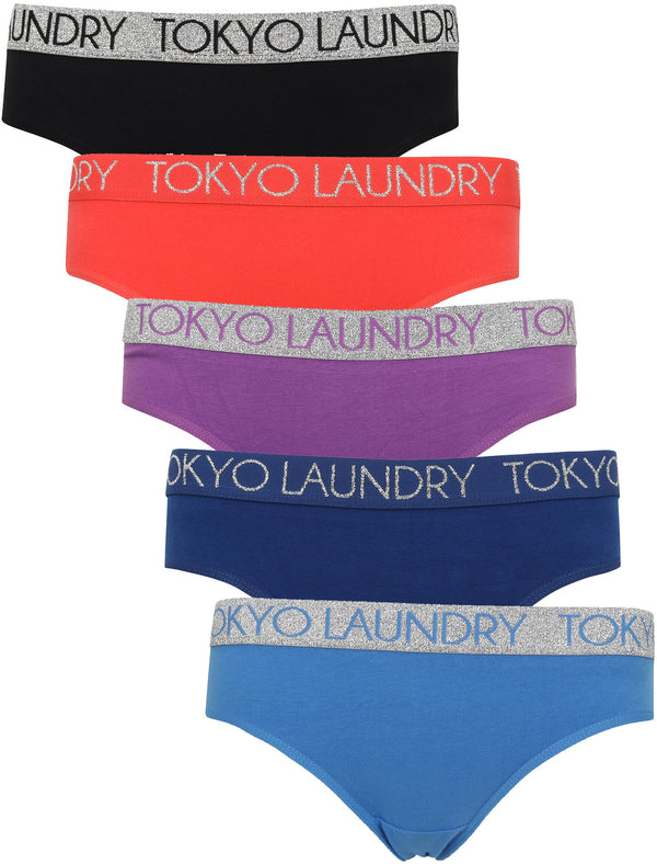 Bell (5 Pack) Assorted Briefs In Black / Rouge Red / Dewberry / Sapphire / Palace Blue - Tokyo Laundry
