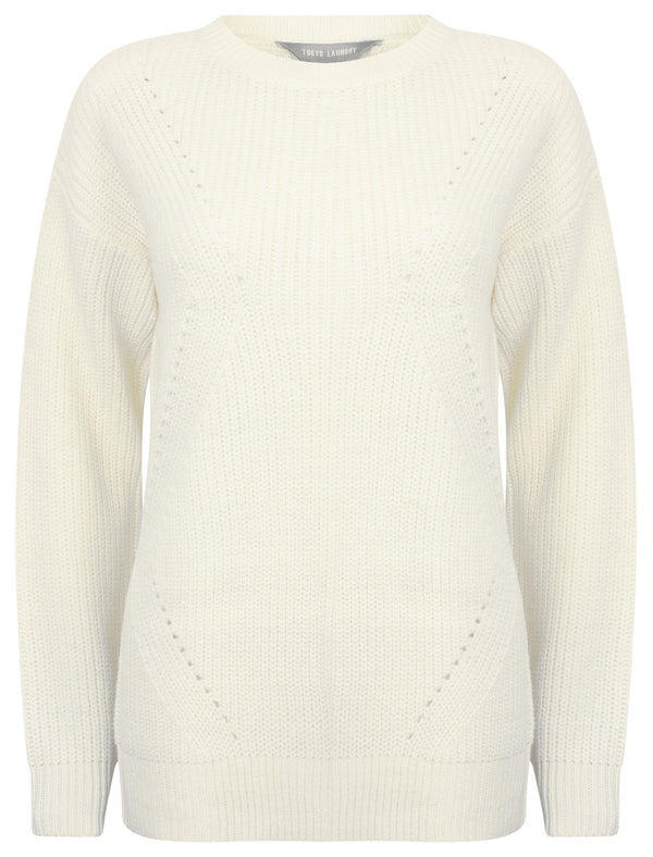 Belle Pointelle Fisherman Knit Jumper in Snow White - Tokyo Laundry